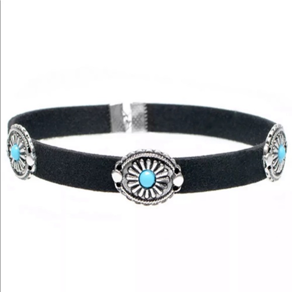 Jewelry - 🔴3/$15🔴 Black Boho PU Leather Choker Collar